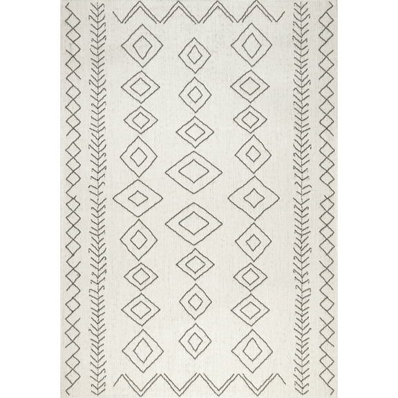 nuLOOM Sierra Moroccan Diamond Outdoor Area Rug, 5' 3" x 7' 6", Ivory