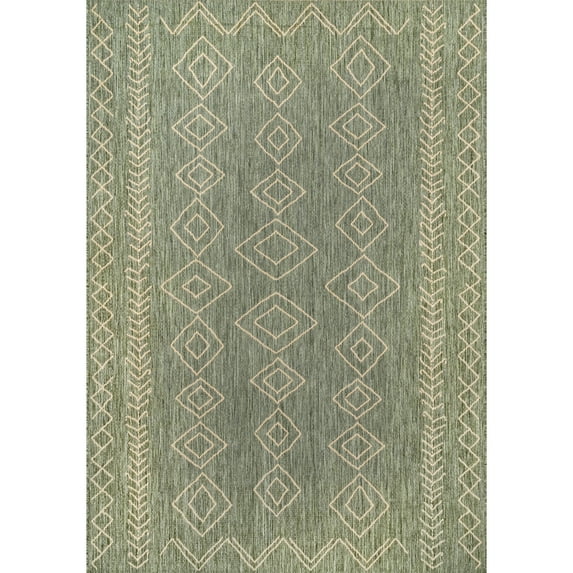 nuLOOM Sierra Moroccan Diamond Outdoor Area Rug, 6' 3" x 9', Sage