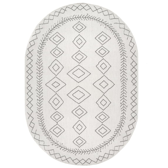 nuLOOM Sierra Moroccan Diamond Outdoor Area Rug, 6' x 9', Ivory