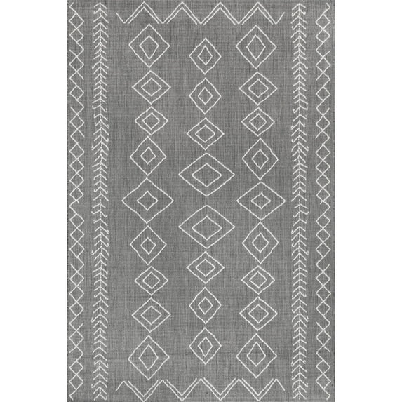 nuLOOM Sierra Moroccan Diamond Outdoor Area Rug, 7' 6" x 10' 9", Gray