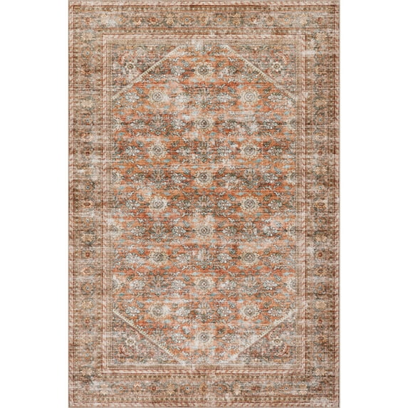 nuLOOM Sivanya Floral Washable Area Rug, 5' x 8', Sivanya Rust