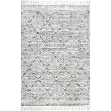 nuLOOM Skylar Geometric Trellis Tassel Area Rug, 4' x 6' 8", Gray