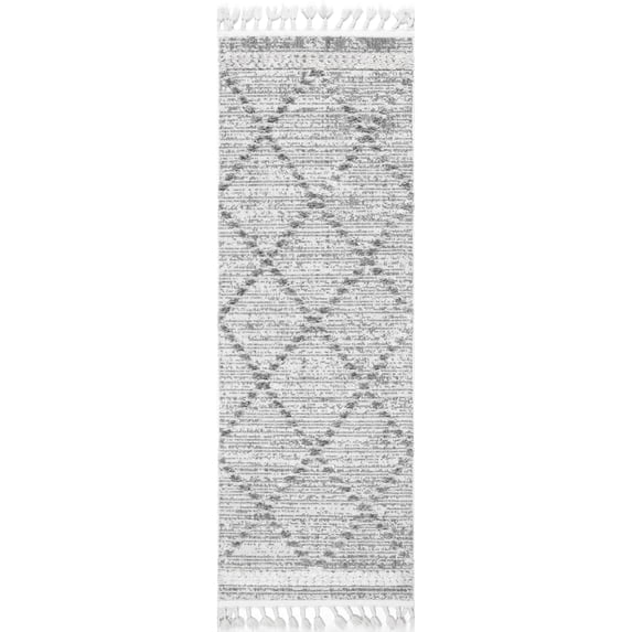 nuLOOM Skylar Textured Trellis Tasseled Runner Rug, 2' x 6', Beige