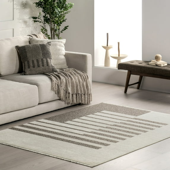 nuLOOM Sofya SuperiorWash Abstract Striped Reversible Machine Washable Area Rug, 7' 10" x 10', Sofya Beige