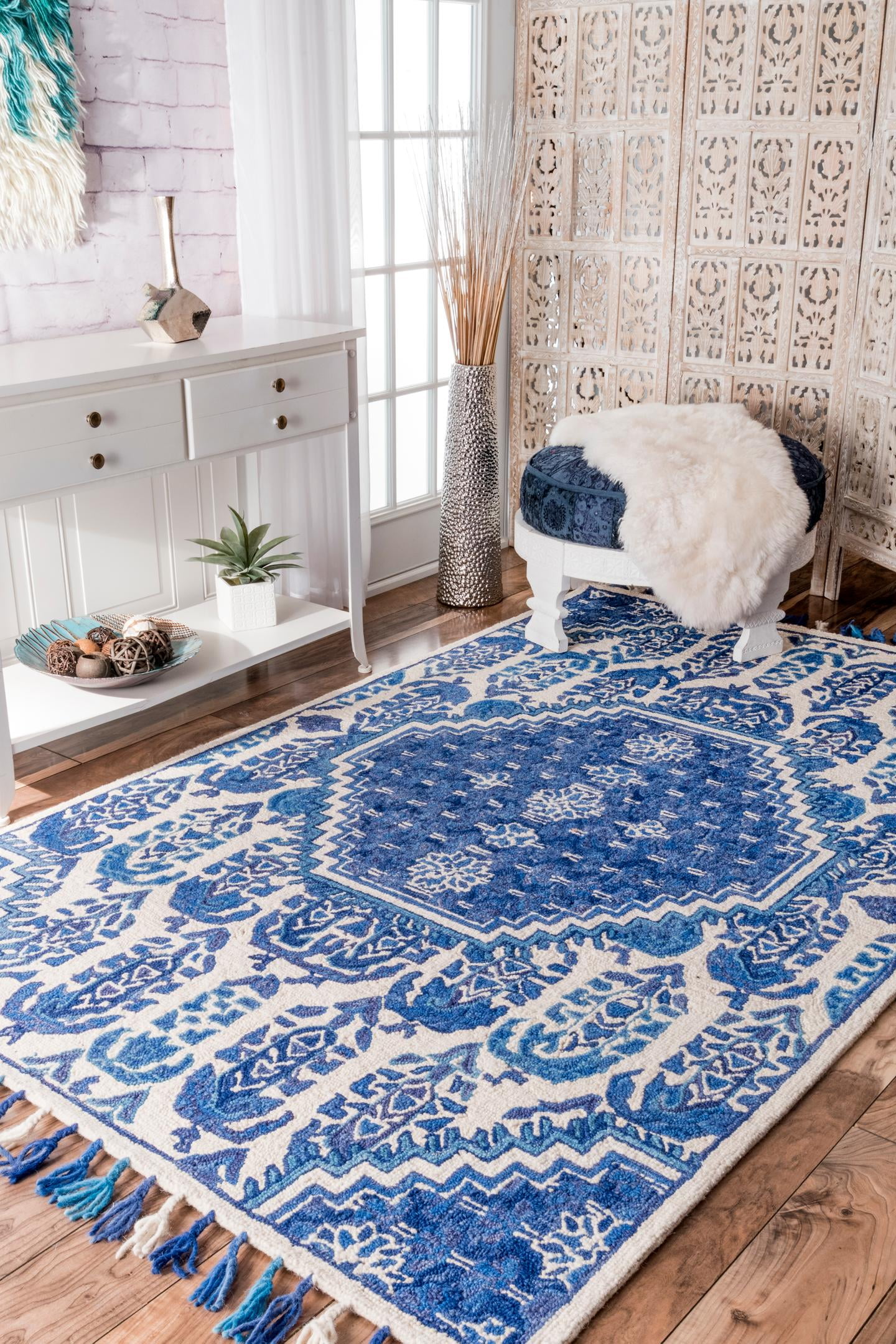 nuLOOM Spellbound Boho Wool Area Rug, 8' 6" x 11' 6", Blue
