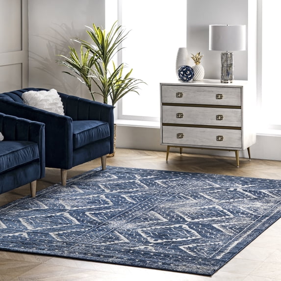 nuLOOM Spencer Aztec Trellis Area Rug, 8' x 10', Blue