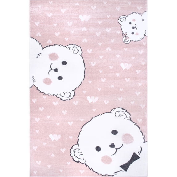 nuLOOM Storyteller Blushing Bears Nursery Area Rug, 4' x 6', Pink
