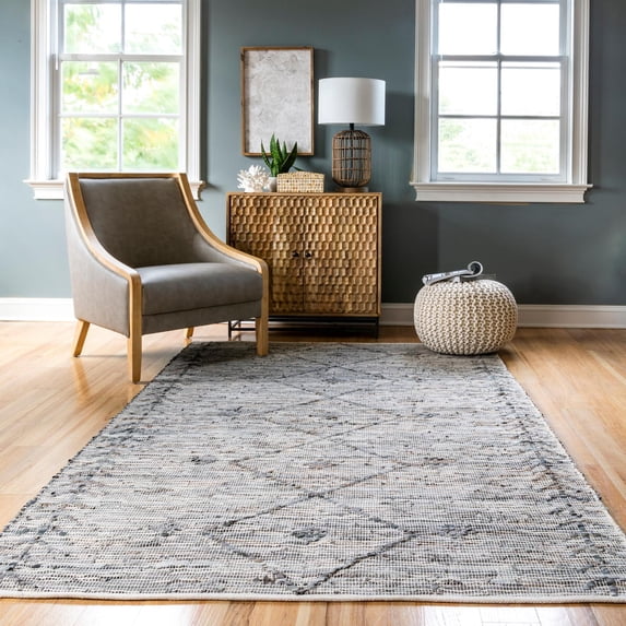 nuLOOM Stride Leather Tribal Flatweave Area Rug, 4' x 6', Gray