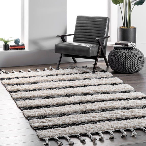 nuLOOM Striped Delia Wool Area Rug, 5' x 8', Ivory