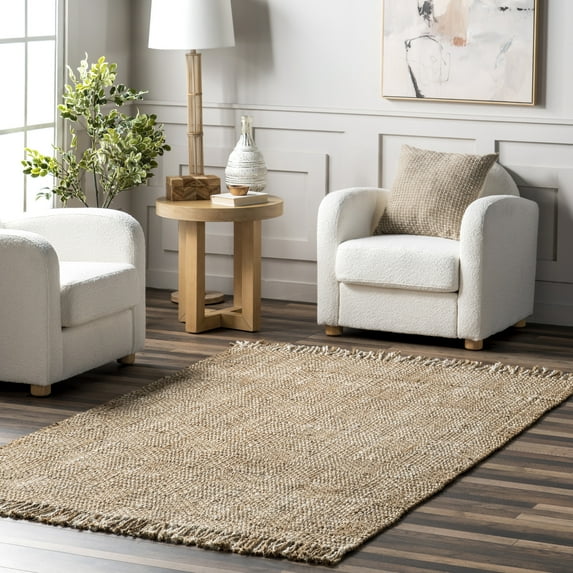 nuLOOM Suchin Casual Woven Jute Tassel Area Rug, 5' x 8', Natural