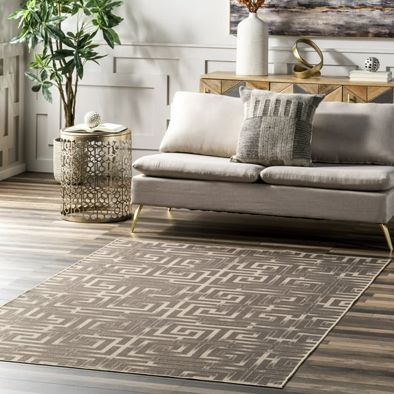 nuLOOM Sufia SpinClean Geometric Easy-Jute Machine Washable Area Rug, 4' x 6', Sufia Natural