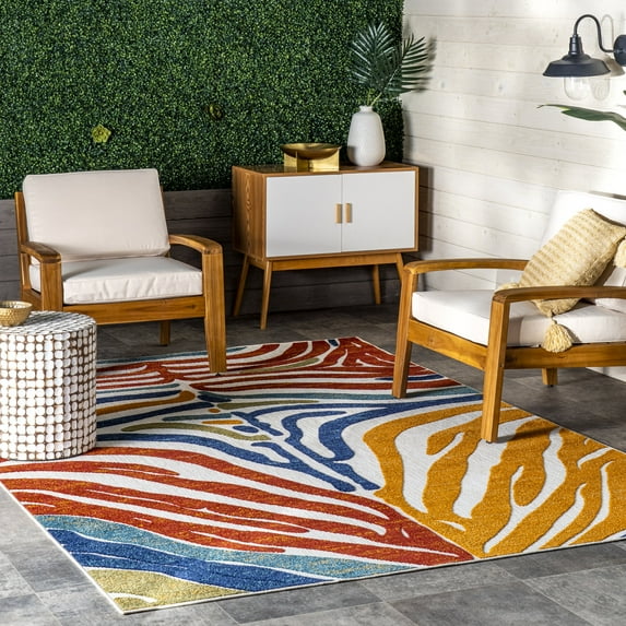 nuLOOM Summer Textured Zebra Stripes Indoor/Outdoor Area Rug, 5' x 8', Beige