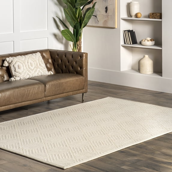 nuLOOM Suzanne Natural Textured Wool Area Rug, 6' x 9', Cream