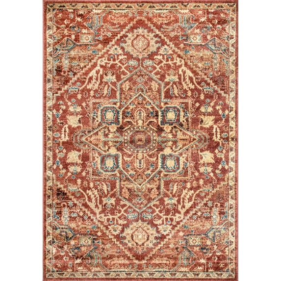 nuLOOM Tabetha Tribal Medallion Area Rug, 6' 7" x 9', Rust