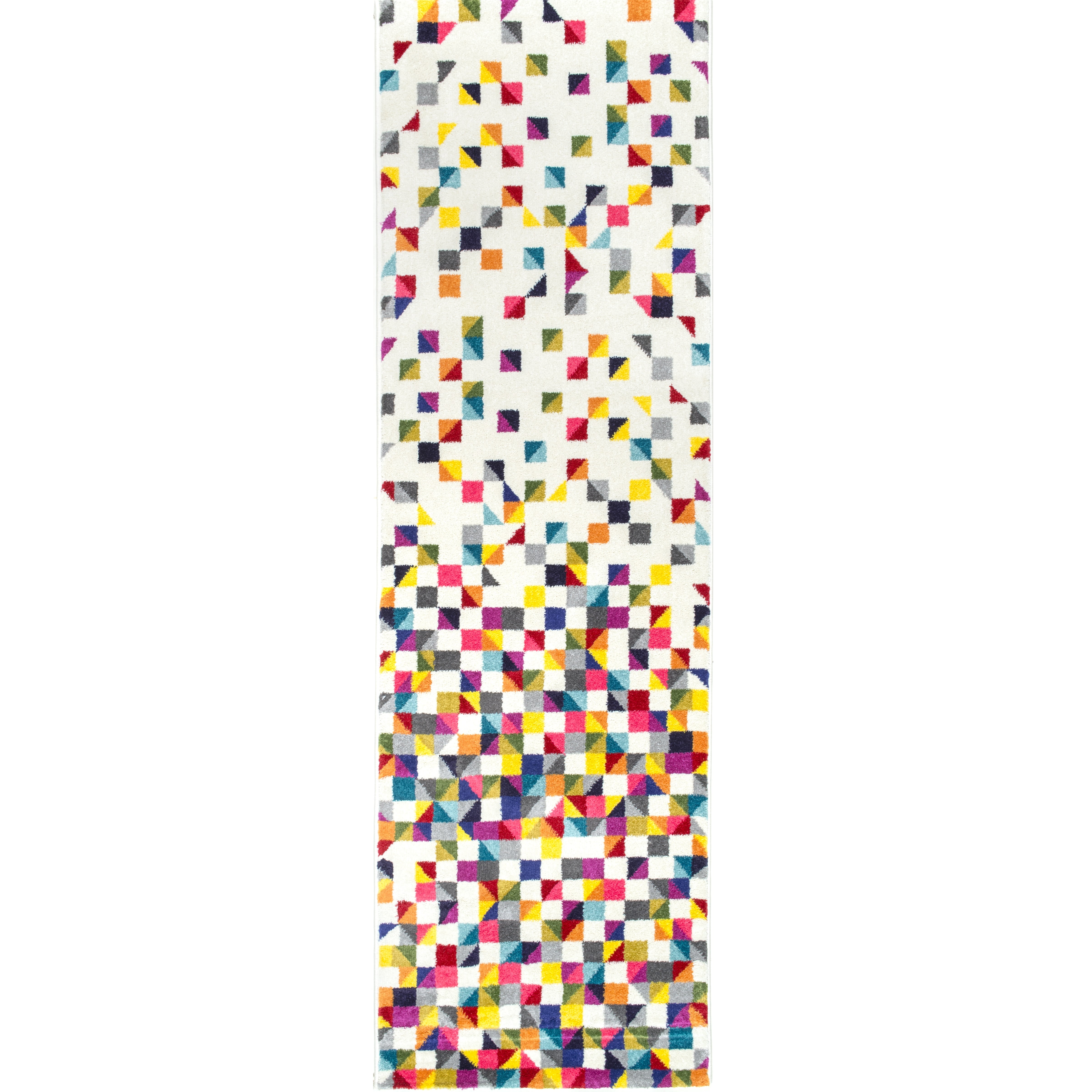 Multicolor Geometric Pattern Synthetic Runner Rug, 2' 6" x 6'