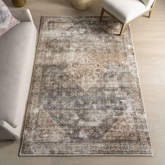 nuLOOM Talita Medallion Machine Washable Area Rug, 4' x 6', Talita Grey