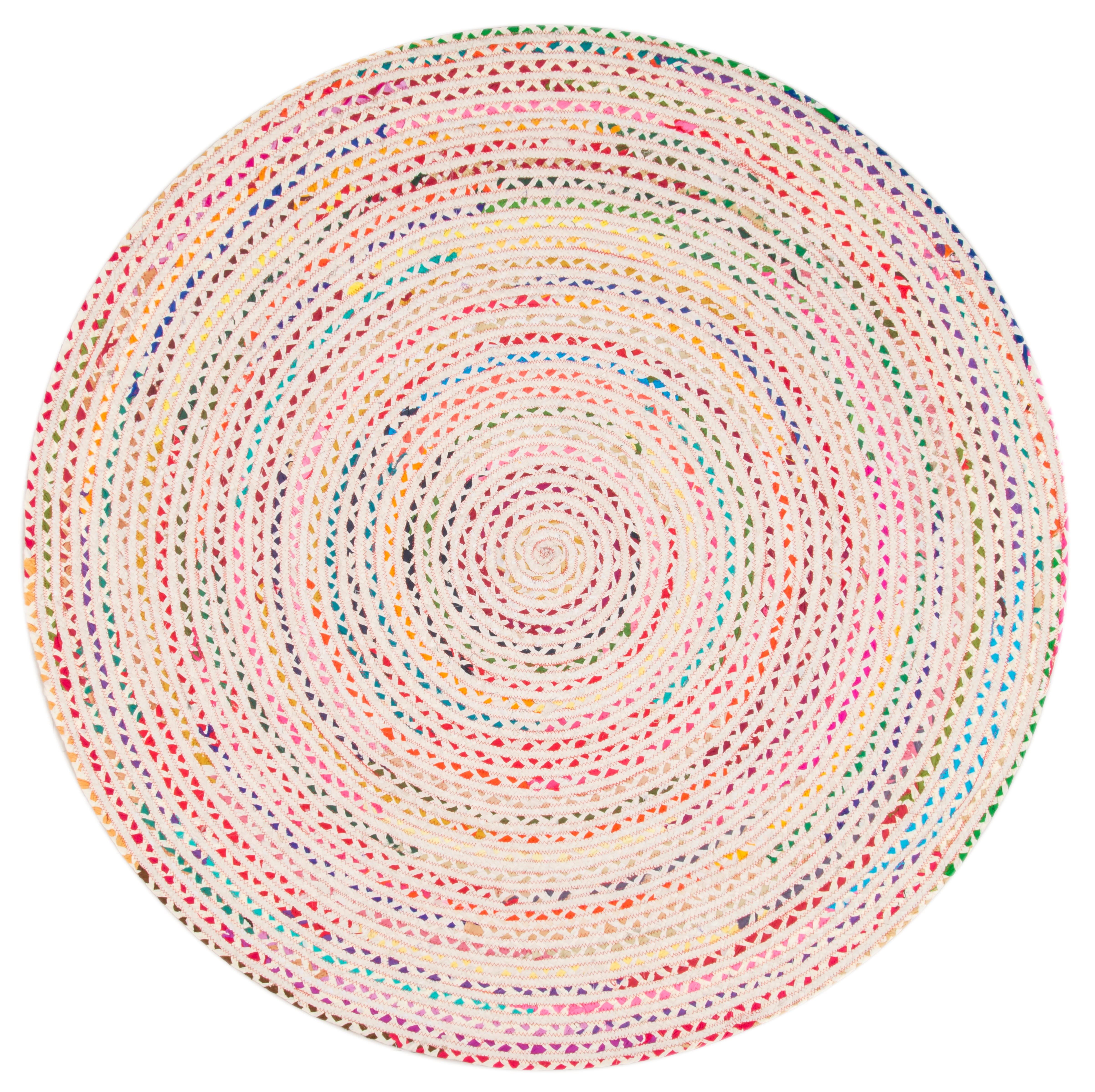 Handmade Ivory Cotton Oval Braided 5' x 8' Rug