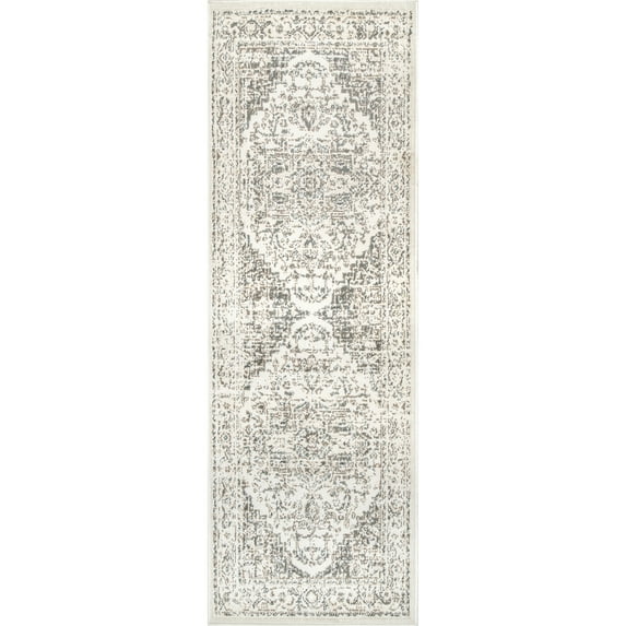 nuLOOM Tanith Vintage Medallion Cream 2' 6" x 12' Transitional Runner Rug