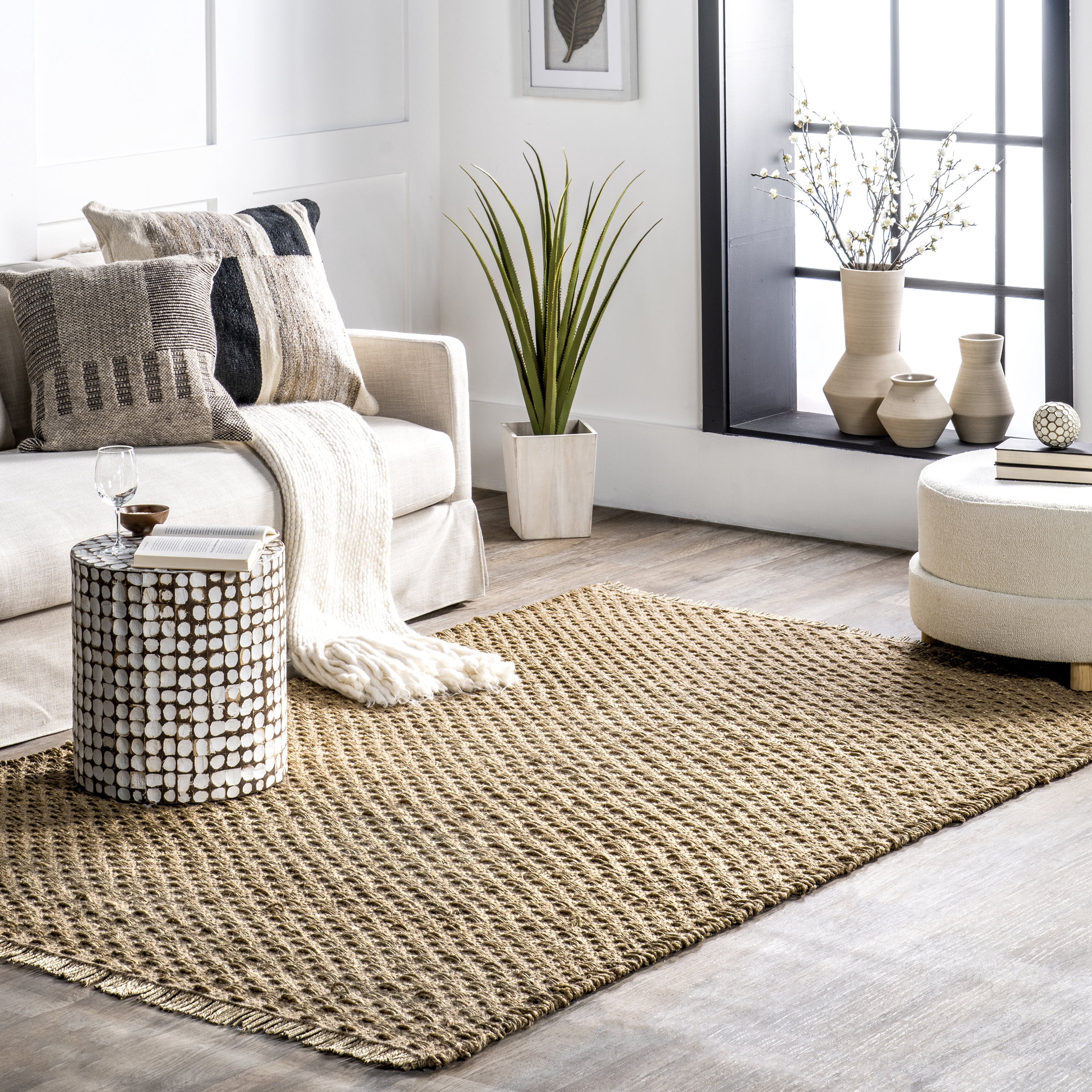 nuLOOM Tanya Casul Seagrass Fringe Area Rug, 5' x 8', Natural