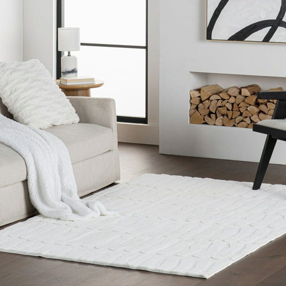 nuLOOM Tavina Solid Cloud Washable Area Rug, 5' x 8', Tavina Off-white