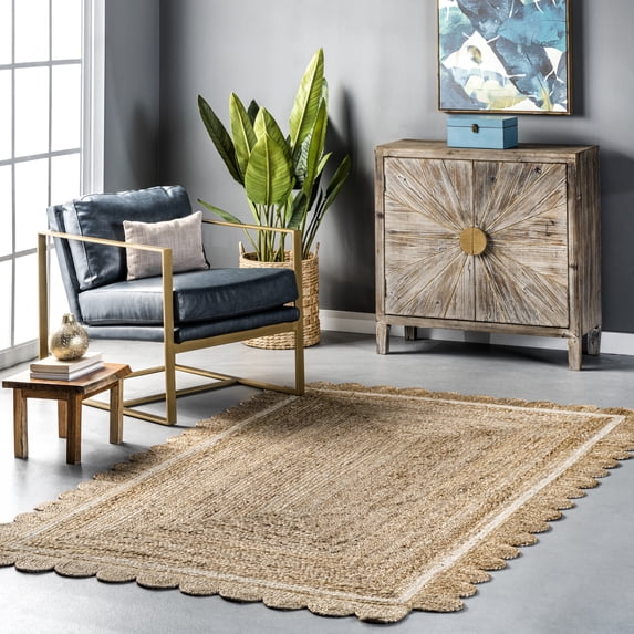 nuLOOM Tera Petals Braided Jute Area Rug, 6' x 9', Ivory