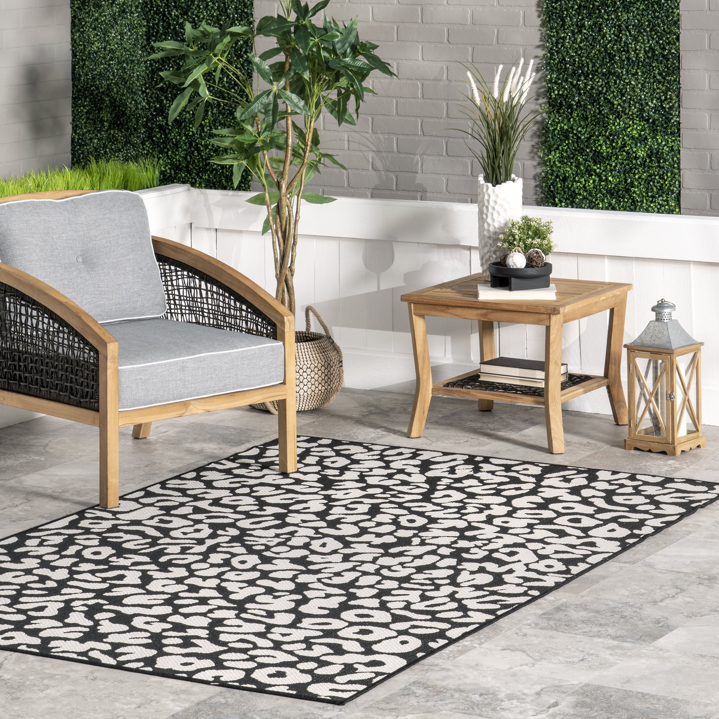 nuLOOM Terenia Leopard Indoor/Outdoor Area Rug, 8' x 10', Black ...