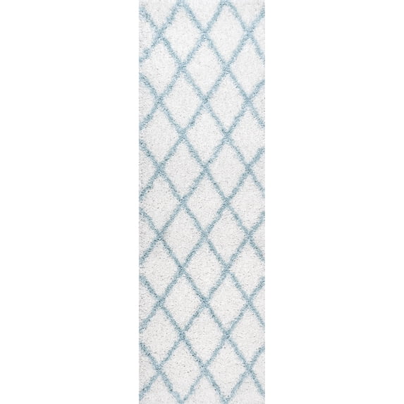 nuLOOM Trellis Cozy Soft & Plush Shag Runner Rug, 2' 8" x 8', Blue
