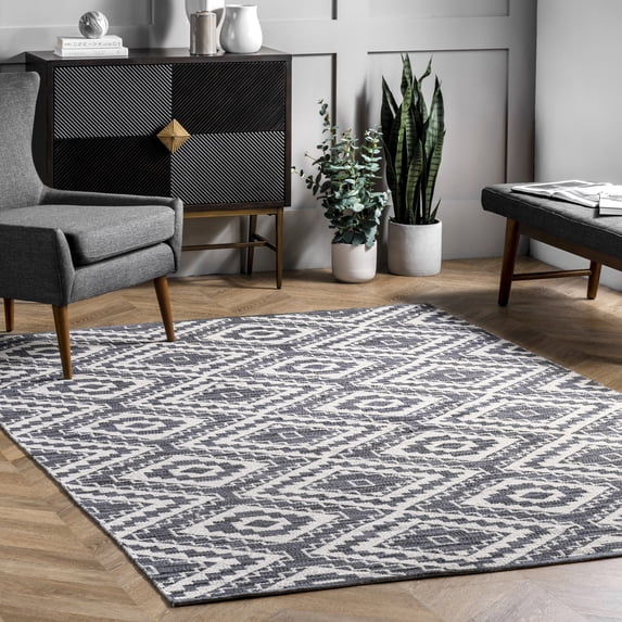 nuLOOM Thea Geometric Global Cotton Area Rug, 3' x 5', Gray