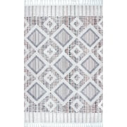 nuLOOM Theola Geometric High-Low Shag Area Rug, 3' x 5', Pink