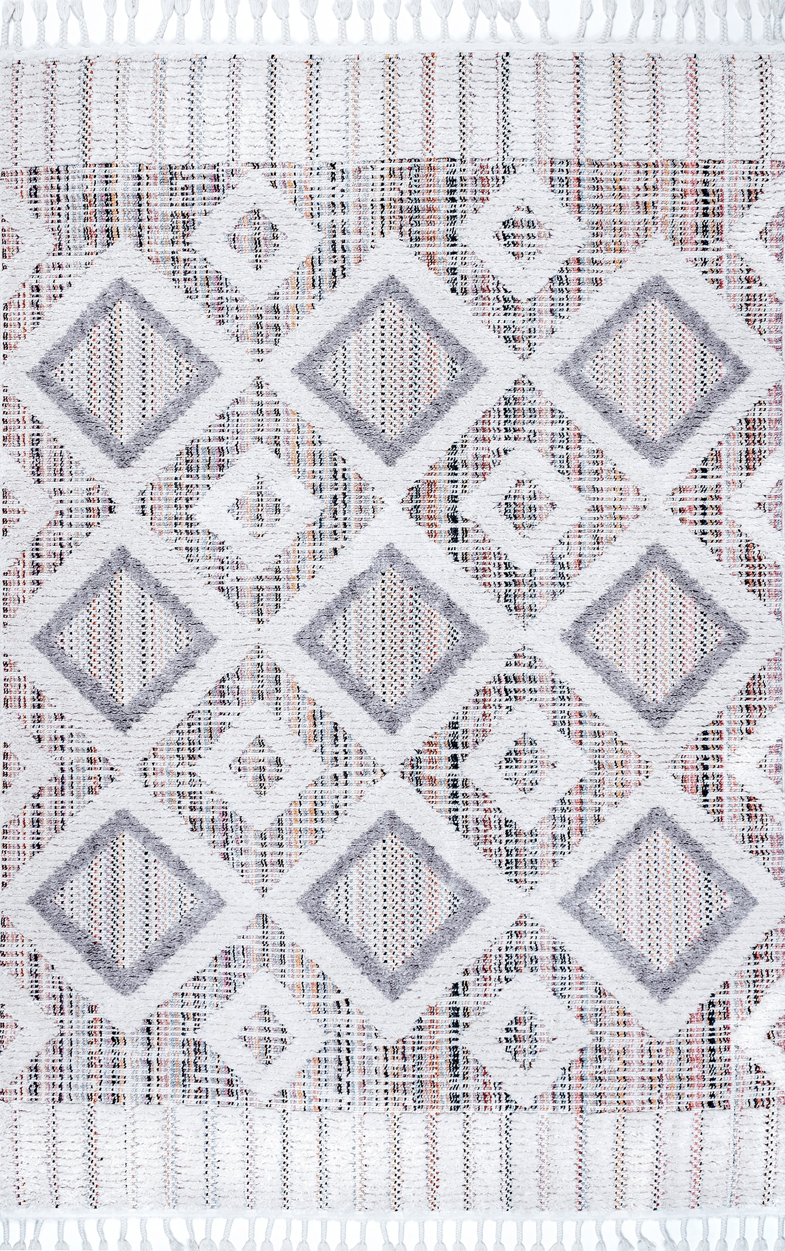 Reversible Pink Geometric Shag Area Rug, 4' x 6', Easy Care