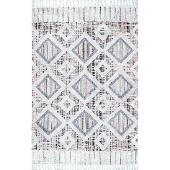 nuLOOM Theola Geometric High-Low Shag Area Rug, 6' 7" x 9', Pink