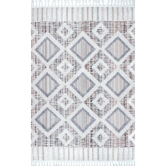 nuLOOM Theola Geometric High-Low Shag Area Rug, 7' 10" x 10' 10", Pink