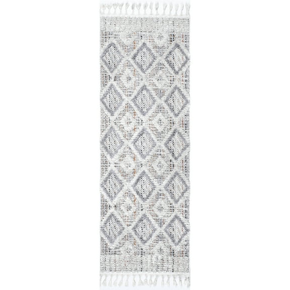 nuLOOM Theola Geometric High-Low Shag Runner Rug, 2' 6" x 10', Pink