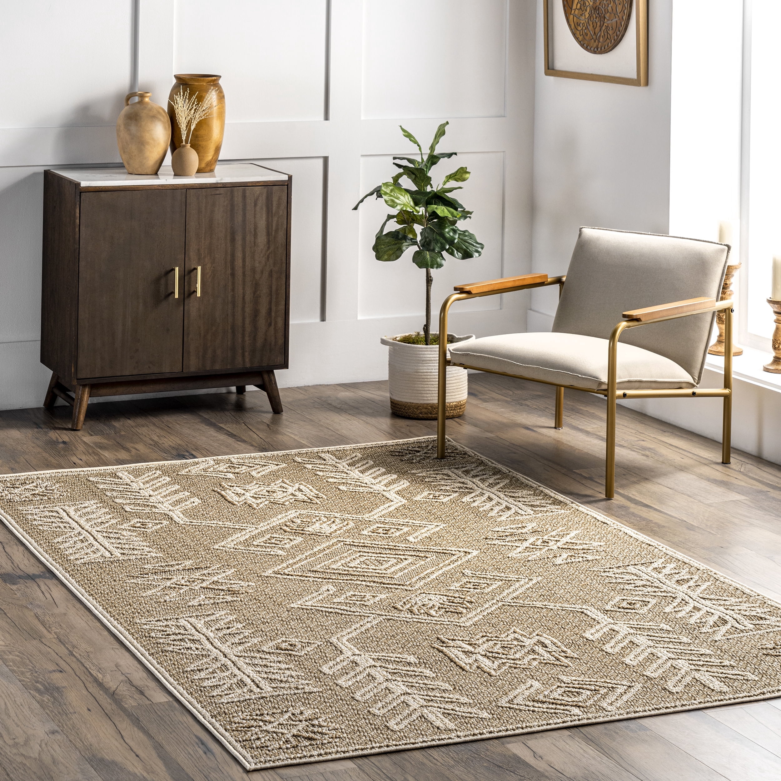 nuLOOM Theresa Textured Southwestern Area Rug, 5' 3" x 7' 6", Beige