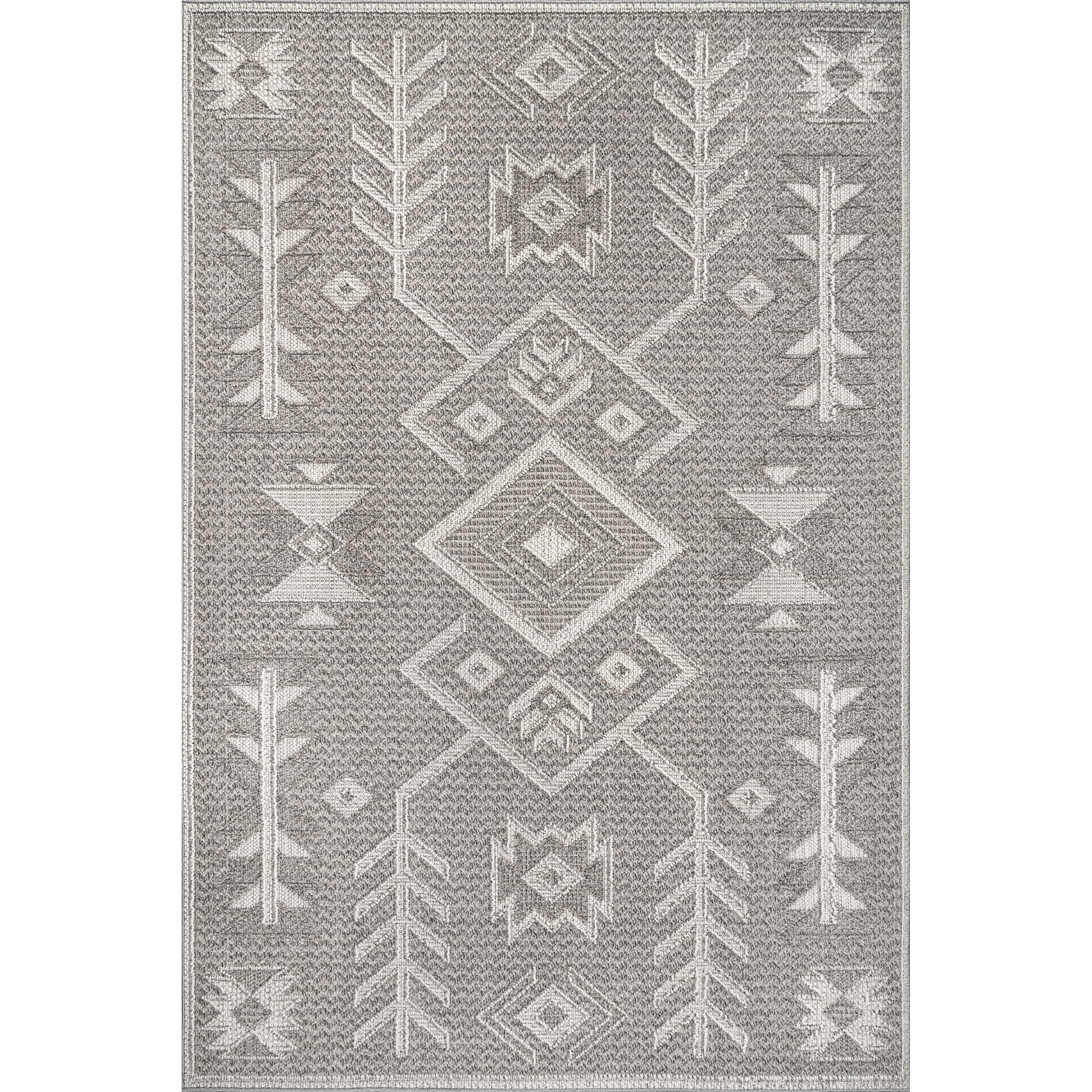 Cozy Haven Textured Southwestern 5'3" x 7'6" Synthetic Area Rug in Gray