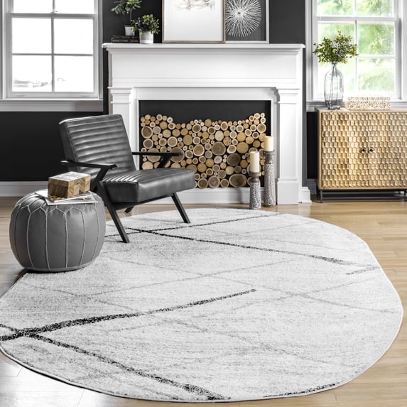 nuLOOM Thigpen Contemporary Area Rug, 6' 7" x 9', Oval, Thigpen Grey