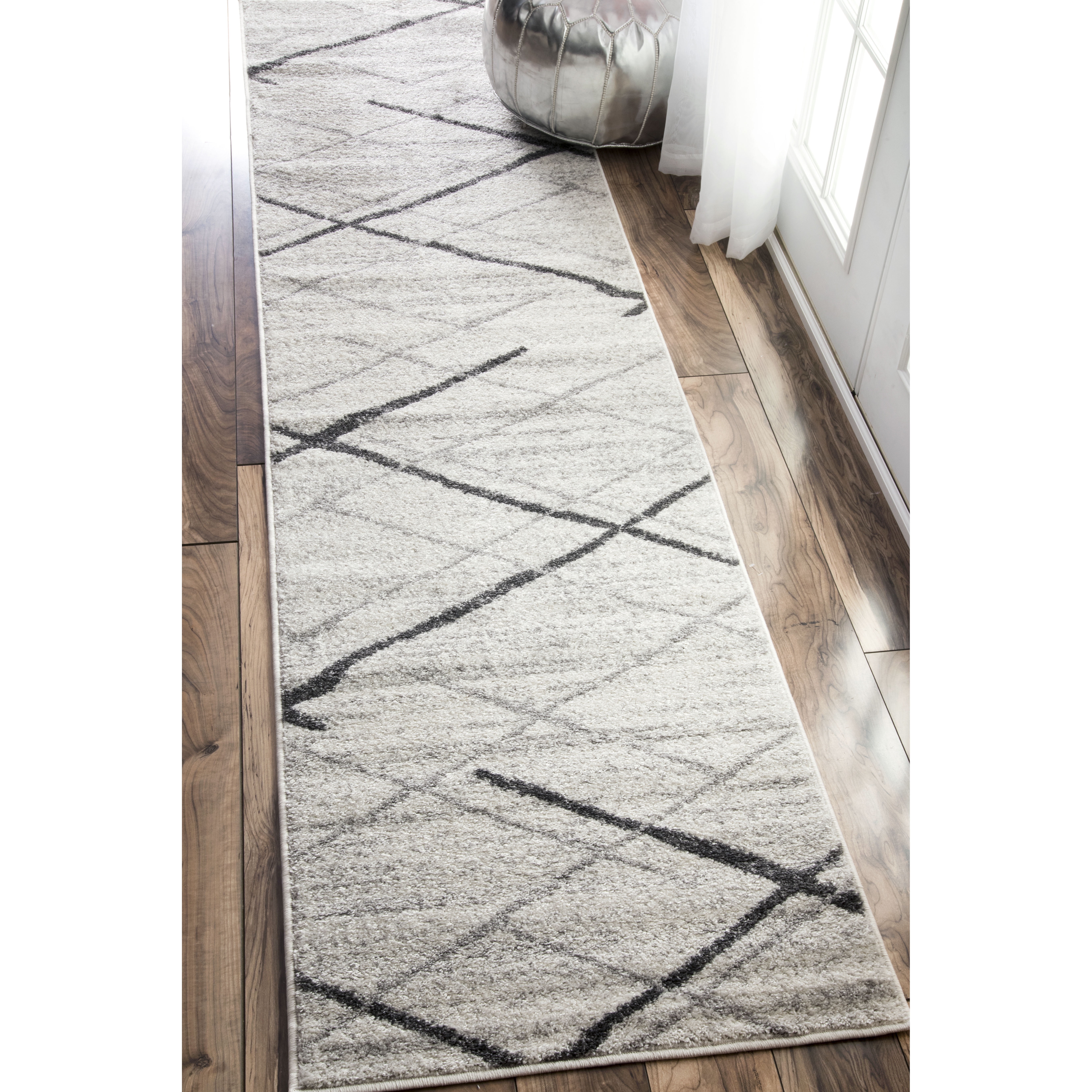 Gray 2x12 Non-Slip Synthetic Runner Rug
