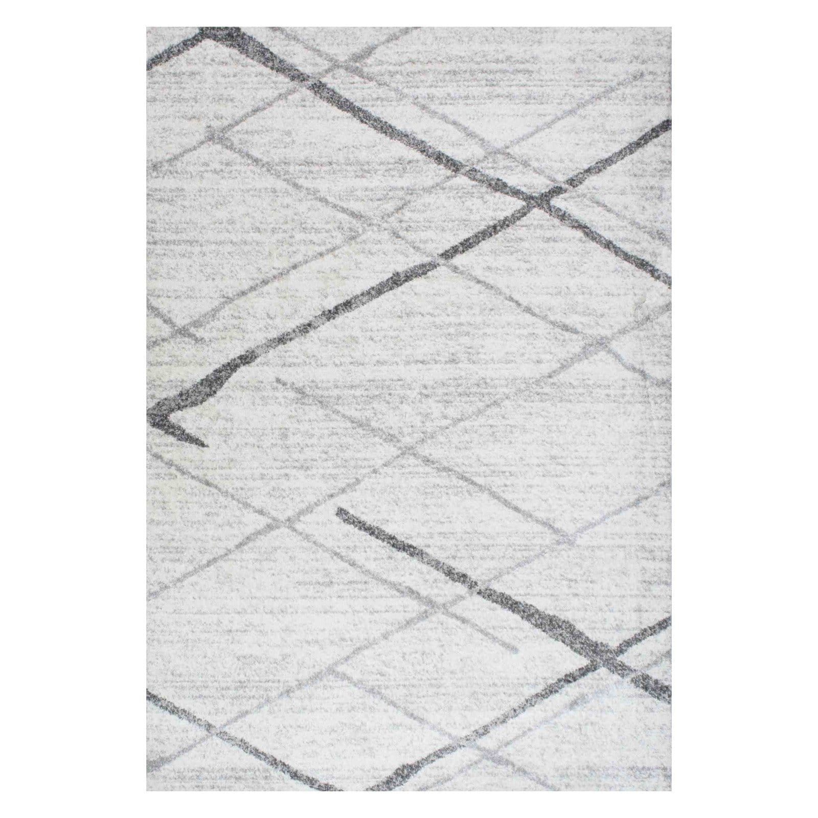 Gray Abstract Non-Slip Synthetic Runner Rug