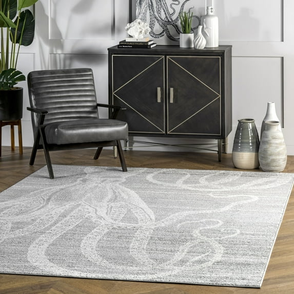 nuLOOM Thomas Paul Power loomed Octopus Area Rug, 10' x 14', Octopus Grey