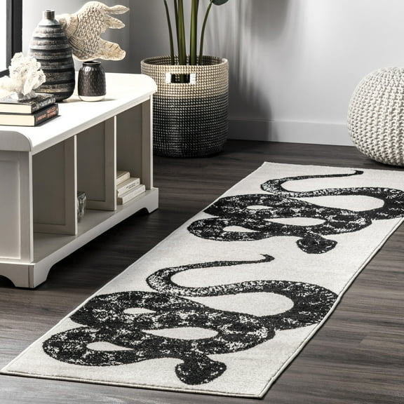 nuLOOM Thomas Paul Serpent Area Rug, 2' x 6', Runner, Serpent Black & Off-white