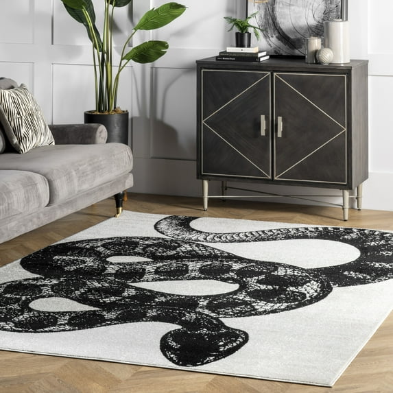 nuLOOM Thomas Paul Serpent Area Rug, 8' 10" x 12', Serpent Black & Off-white