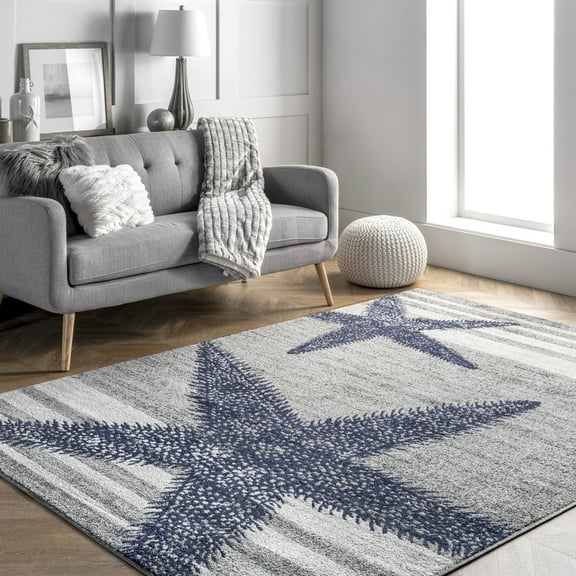 nuLOOM Thomas Paul Starfish and Striped Area Rug, 4' x 4', Square, Starfish Grey