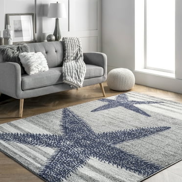 nuLOOM Thomas Paul Starfish and Striped Area Rug, 7' 6" x 9' 6", Grey