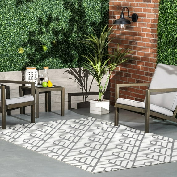 nuLOOM Tiffany Contemporary Diamond Indoor/Outdoor Area Rug, 9' x 12', Tiffany Grey