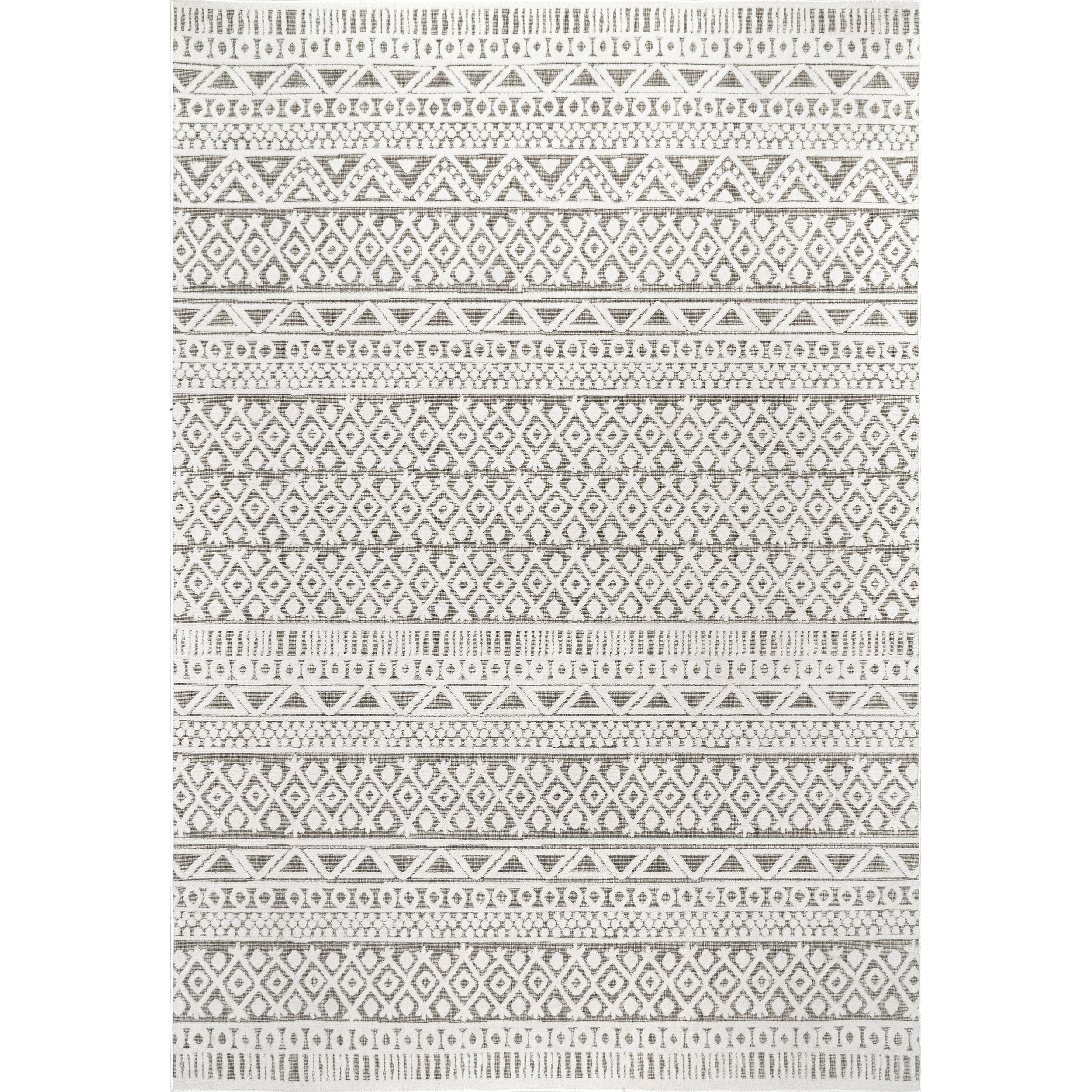 nuLOOM Tina Textured Geometric Banded Area Rug, 9' x 12', Grey