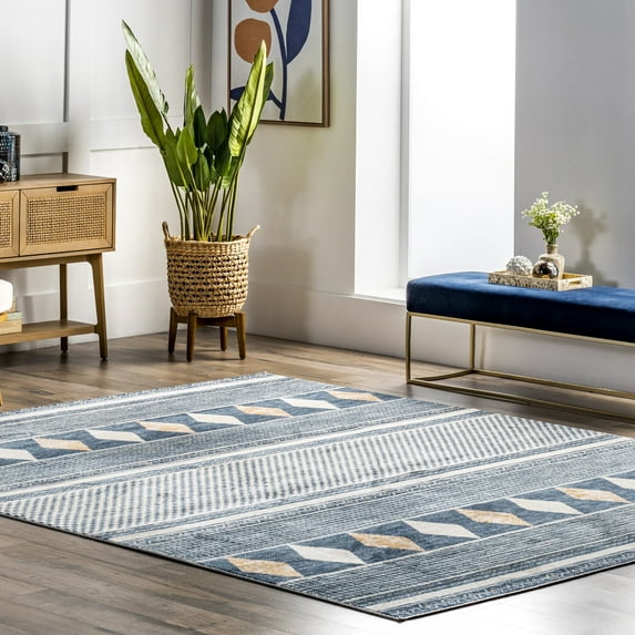 nuLOOM Tinsley Faded Geometric Banded Area Rug, 4' x 6', Blue
