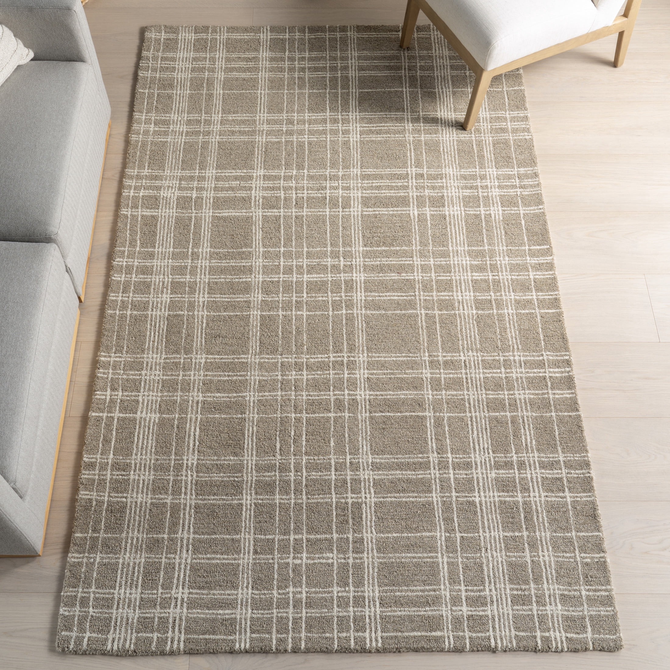 Sand Wool Area Rug nuLOOM Tirza Plaid Wool Area Rug, 9' 6