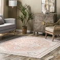 thumbnail image 1 of nuLOOM Tracie SpinClean Machine Washable Floral Medallion Area Rug, 3' x 5', Tracie Peach, 1 of 9