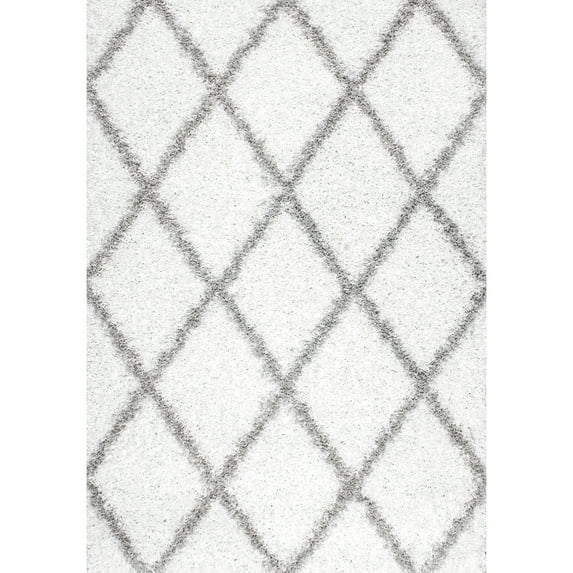 nuLOOM Trellis Cozy Soft & Plush Shag Area Rug, 4' x 6', White