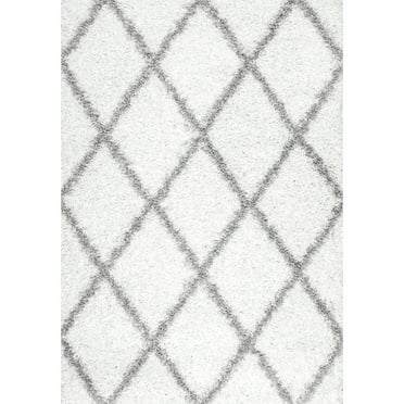 nuLOOM Trellis Cozy Soft & Plush Shag Area Rug, 6' 7" x 9', White